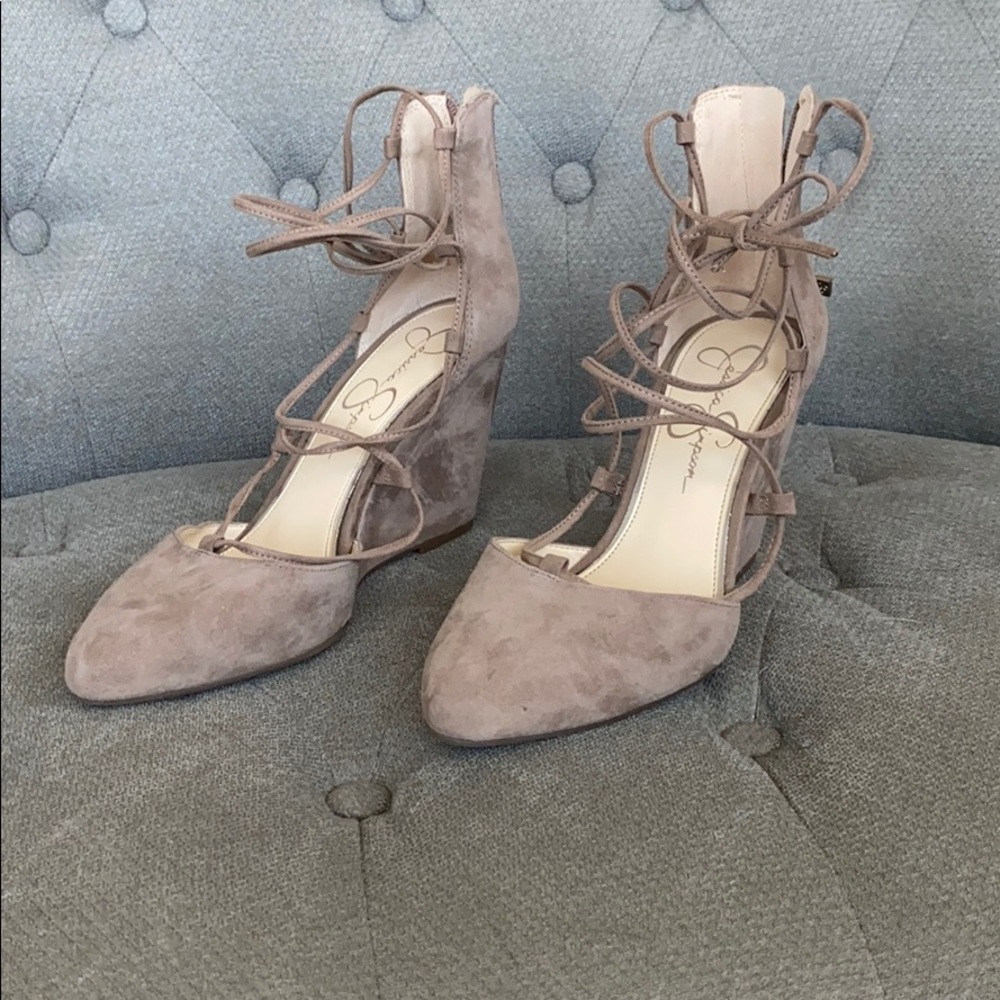 Jessica Simpson lace up wedges
